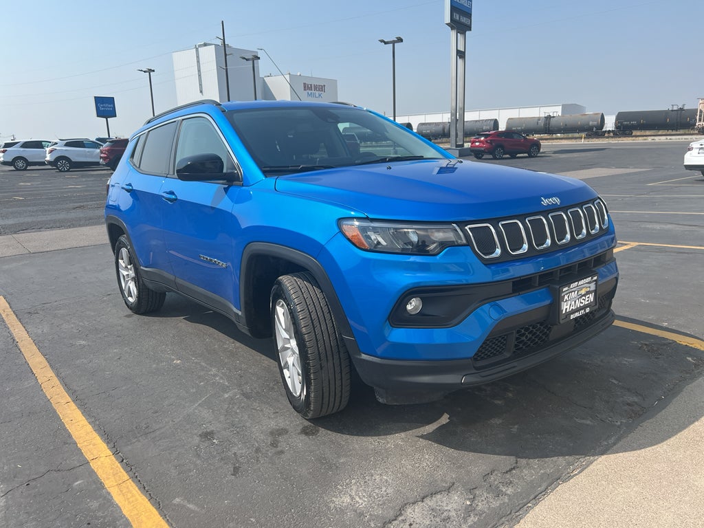 2022 Jeep Compass Latitude in Blue — front three-quarter view